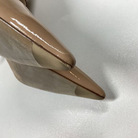 Stuart Weitzman Beige Patent Leather Pointed Toe Heels Size 9.5 - Picture 14 of 14